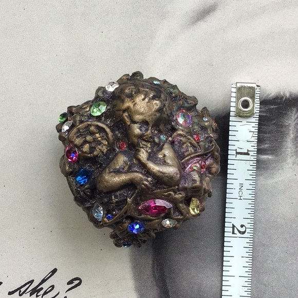 Vintage Cherub Rouge Jar Trinket Ring Box - Picture 9 of 9